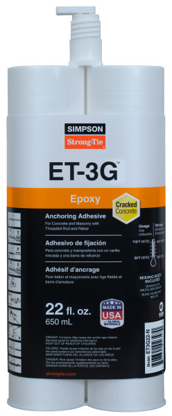 Simpson Strong-Tie 22oz ET-3G Epoxy Adhesive Cartridge with Mixing Nozzle and Extension